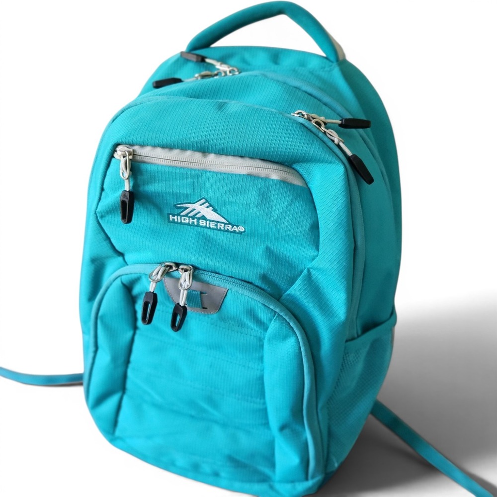 High Sierra Ripstop Multi-Compartment Backpack Turquoise Teal Reflective Bag